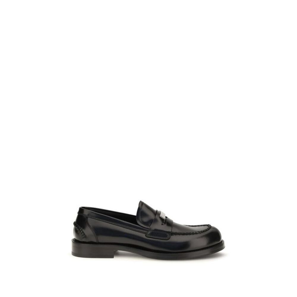 Dolce & Gabbana Black Calf Leather Bos Taurus Slip-On Men's Loafers